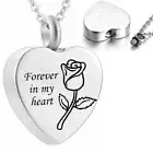 Rose Forever In My Heart Pendant Keepsake Urn Necklace For Ashes Jewelry GiYXf8