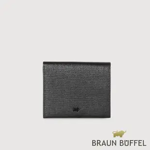 【BRAUN BUFFEL 德國小金牛】台灣總代理 蔚藍 6卡兩折短夾-黑色(BF821-404-BK)