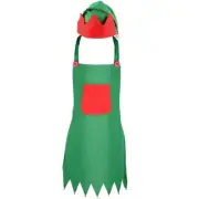 Christmas Hat Elf Apron Chef Costume Set Holiday Cooking Aprons Cosplay Decor