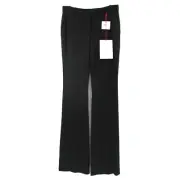 Alexander McQueen Black Trousers NEW Leaf Crepe Mid Rise Bootcut Pants Size 2