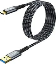 SUNGUY Android Auto USB C Cable, 5FT/1.5M USB C 3.1 Gen 2 Braided 3A Fast Charging & 10Gbps Data Transfer USB A to C Cable Compatible with Galaxy S22 S21 S20 S10 S10E Note 20, Pixel 6 5