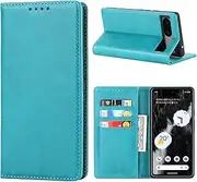 Cavor for Google Pixel 7A Case, pixel7a Cowhide Pattern PU Leather Cases Flip Magnetic Kickstand Book Wallet Cover Phone Case with Card Slots(6.1") -Sky Blue