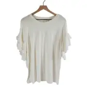 NEW!! Vine & Love SIZE M Bell Ruffle Flutter Sleeve Blouse Top Off White Flowy