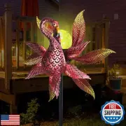 Solar Wind Spinner Outdoor Metal Kinetic Wind Spinners with LED Lighting Glas