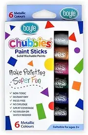 6pc Boyle Chubbies Washable Drawing Paint Sticks Kids 3y+ Art Metallic Colours