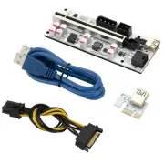 NEW 8 capacitor PCIe 1x to 16x VER010-X PCI-E Riser Card USB 3.0 Cable GPUMinin