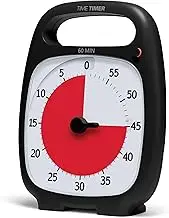 Plus 60 Minute Visual Analogue Timer; Optional Alert (Volume-Control Dial); Silent Operation (No Ticking); 5.5" Wide x 7" Tall; Time Management Tool; Charcoal