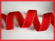 LAST 1 -25 YARD ROLL SALE 5/8 OFFRAY DESIGNER RED STITCH GROSGRAIN RIBBON