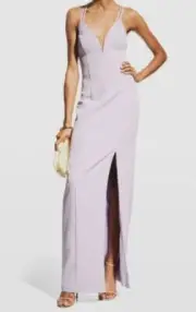 $195 Aidan by Aidan Mattox Women's Purple Cutout-Back V-Neck Gown Dress Size 2