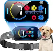Bark Collar for Large Medium Dogs Smart Ultrasonic Dog Bark Collar Deterrent Device Rechargeable Anti Barking Collar with Adjustable Ultrasonic Beep Vibration and 7 Sensitivity (Black)