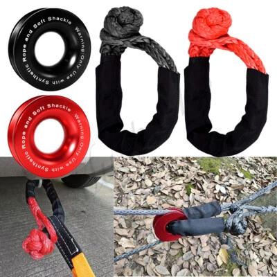 Recovery Ring Snatch Block Pulley 41000lbs, Soft Shackle Tow Winch Rope Straps