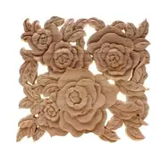 Rose Floral Wood Carved Decal Corner Applique Decorate Frame Doors Furniture Diy