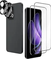 [2+2 Pack] Screen Protector for OPPO Reno 13 Pro 5G,With 2 Piece of Tempered Glass Screen Protector,2 Piece of Camera Lens Protector,Bubble Free,Anti Scratch