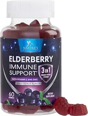 Elderberry Immune Support Gummies - Extra Strength Sambucus Black Elderberry Extract Gummy with Vitamins & Zinc - Immune System Support Supplement for Children & Adults - 60 Gummies