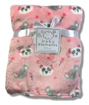 BLANKET PLUSH - BABY ELEMENTS GIRLS 243 - PANDA PINK - BABY TODDLER CRIB
