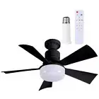 Modern Ceiling Fan with LED Light Remote Control (Black with Remote B Extender)