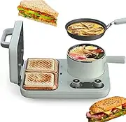 Breakfast Machine, Toast Press Toaster, Bread Machine, with Non-Stick Cooking Pot and Frying Pan Can Be Timed for 30 Minutes, High Temperature Automatic Tripping for Breakfast Sandwich Toast