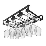 3 Rows Metal Wine Glass Rack Under Cabinet Stemware Holder Hanger for Kitchen