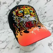 Men's Ed Hardy Tiger Black | Orange | Yellow | Red Rhinestone Trucker Hat NWT