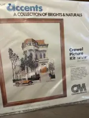 KIT CREWEL PICTURE VICTORIAN HOUSE 14" X18" Accents by Columbia Minerva 1980 VTG
