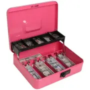 Metal Cantilever Cash Box with Combination Lock, Large Lock Money Box - 5 Com...