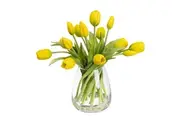 Glamorous Fusion Tulip 34cm Yellow Artificial Plant Flower Arrangement Decorative In Glass