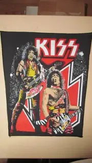 1 HUGE JEAN JACKET BACK PATCH CREST KISS ROCK N ROLL METAL MUSIC UNMASKED