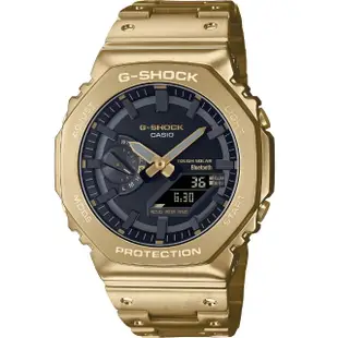 【CASIO 卡西歐】G-SHOCK 全金屬系列 太陽能 藍牙運動錶(GM-B2100GD-9 金色)