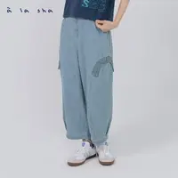 在飛比找momo購物網優惠-【a la sha】miao拼接造型長褲