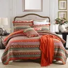 Striped Classical Cotton 3-Piece Patchwork Bedspread Quilt Sets, Queen Size