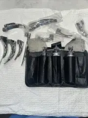 NEW Orignal FIBER OPTIC Laryngoscope Mac Set of 9 BLADES 3 HANDLES. Mac 1-5