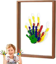 Kid Handprint Frame - Handprint Impression Kit, Baby-Safe Paint Craft Clear Set | Keepsake Handprint Wooden Frame Kit with Transparent Sheets, Craft Clear Kit for New Parents, After Birth Home