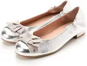LANVIN en Bleu(ランバン オン ブルー) Lanvin on Blue 2851 Women's Ballet Shoes Ribbon Motif Ballet Shoes 2851, Silver, 24.0 cm