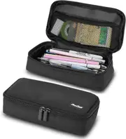 Pencil Bag Pen Case, Large Capacity Students Stationery Pouch Pencil Holder Desk Organizer with Double Zipper for School Office Supplies