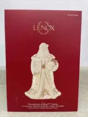Lenox Florentine And Pearl Lit Christmas Santa Figurine 24k Gold Accents