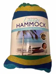 New Tree Anchored Lounge Hammock Blue Yellow Green comes with bag 80X32
