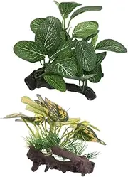 BESPORTBLE 2Pcs Artificial Aquarium Plants for Fish Tank Decoration Betta Leaf Pad Hammock Hides Durable Plastic Ornaments for Goldfish and Turtle Habitats Versatile Fish Tank