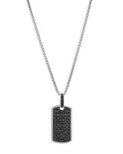 Bloomingdale's Fine Collection Men's Black Diamond Dog Tag Pendant in 14K White Gold, 0.50 tcw