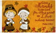 Give Thanks Flag 3x5ft Happy Thanksgiving Decor Holiday Flag Pilgrim Psalm 118:1