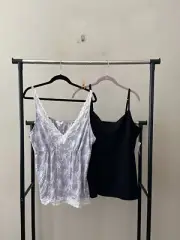 Lot of 2 Charter Club Sz XXL Cami w/ Built in Bra & Lace Trim Cami Top Bundle