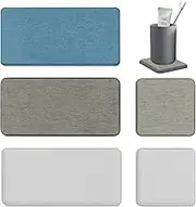 Set of 5 Water Absorbing Stone Tray for Sink, Diatomite Absorbent Coasters for Drinks, Fast Drying Diatomite Stone Sink Tray, ATSKIM Rectangle Bathroom Soap Tray for Hand Soap, Cups (3 Colors)