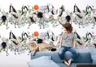 3D Crane Sun Plant Self-adhesive Removeable Wallpaper Wall Mural
