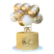 5" Mini Chrome Gold & White Balloon Cake Topper Kit