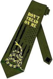 [Three Rooker] Dont Tread on Me Tie Mens American Flag Tie, Green, One size
