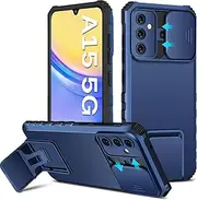 Case Compatible with Samsung Galaxy A15 Mobile Phone Case, [Camera Protection] Galaxy A15 Case with Stand Slider A15 Protective Case for Samsung A15 (Blue)