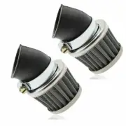 2x 35mm Chrome Angled Motorcycle Pod Air Filter for ATV Quad Pit Dirt Bike Buggy