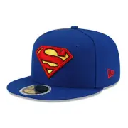 DC Comics Superman Side Panel Logo New Era 59Fifty Fitted Flat Bill Hat Multi-c
