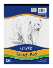 UCreate Sketch Pad, Standard Weight, 9" x 12", 50 50 Count (Pack of 1), White
