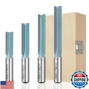 KEENTECH Carbide Tipped Extra Long Double Flute Straight Router Bit 4Pcs, 1/2