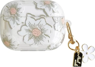 for Airpods 4 Case, Clear Airpods Case Soft TPU Shiny Flowers Glittering Printed